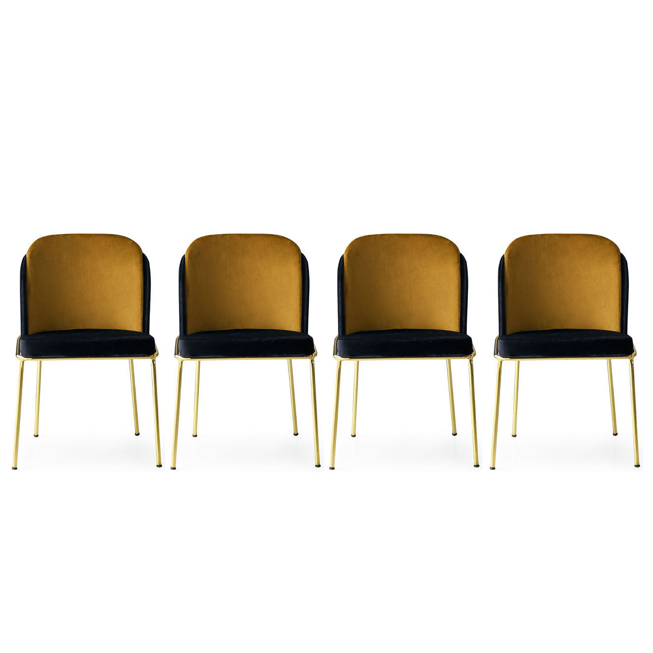 Wooden Art 4 Chaises Dore noir/jaune - 54x86x55 cm