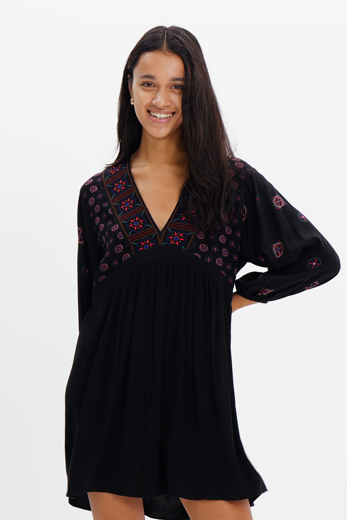 Robe courte imprimé ethnique