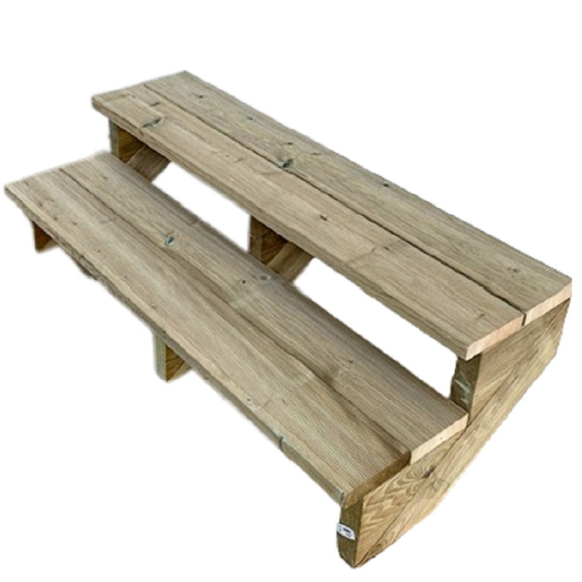 Terrastrap, buitentrap, tuintrap, hout, H37cm, 2 treden, breedte 120cm, ZONDER stootborden