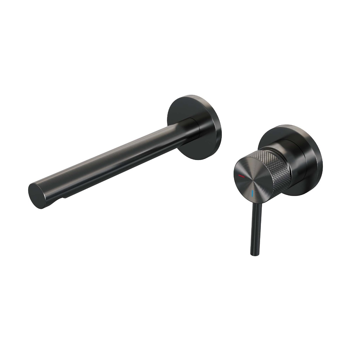 Brauer Gunmetal Carving inbouw wastafelkraan met rechte uitloop, lange handgreep en ColdStart gunmetal geborsteld PVD rechts