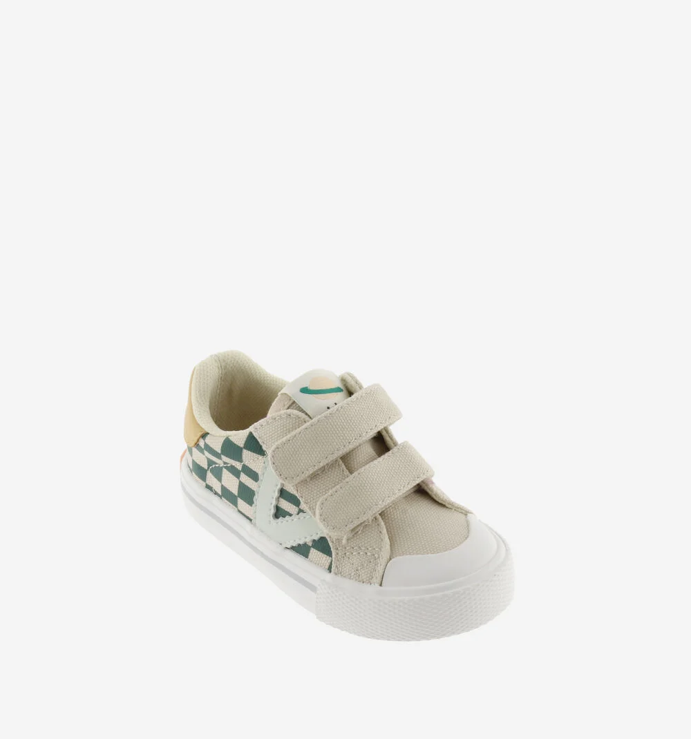 TRIBU BRIDES DAMIER Baskets pour enfant imprimé à carreaux VERDE