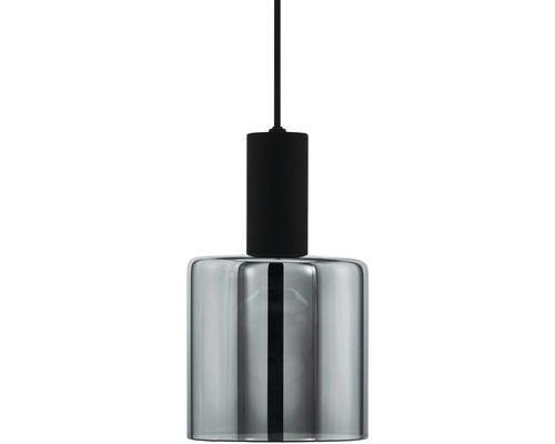 Hanglamp, 1-lichts, HxØ 110x15 cm, zwart, zwart/transparant glas