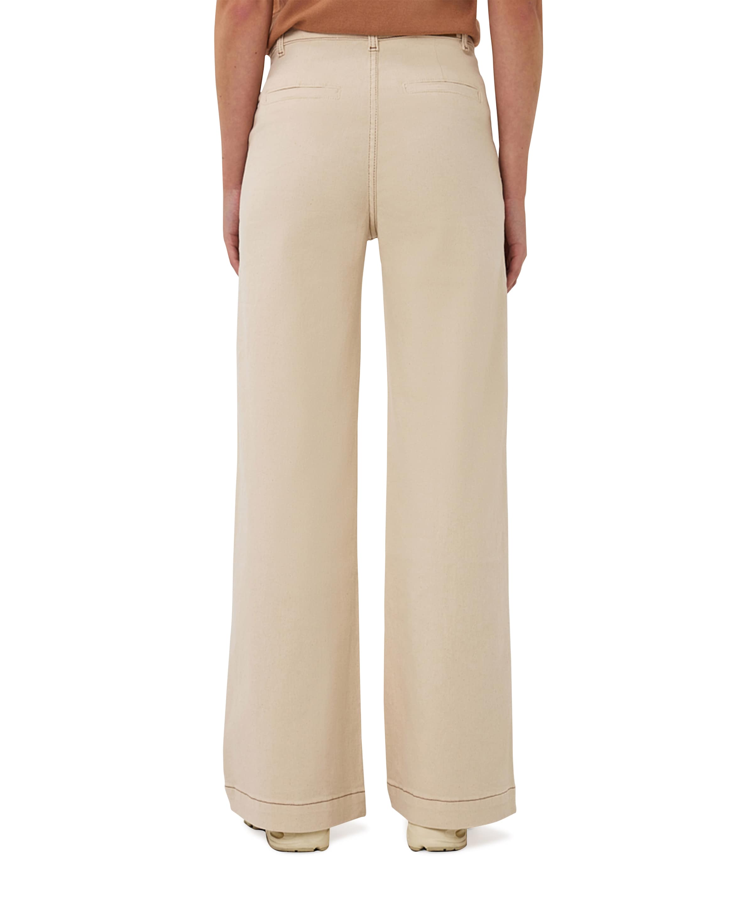 EsQualo Trousers wide twill dames broek beige