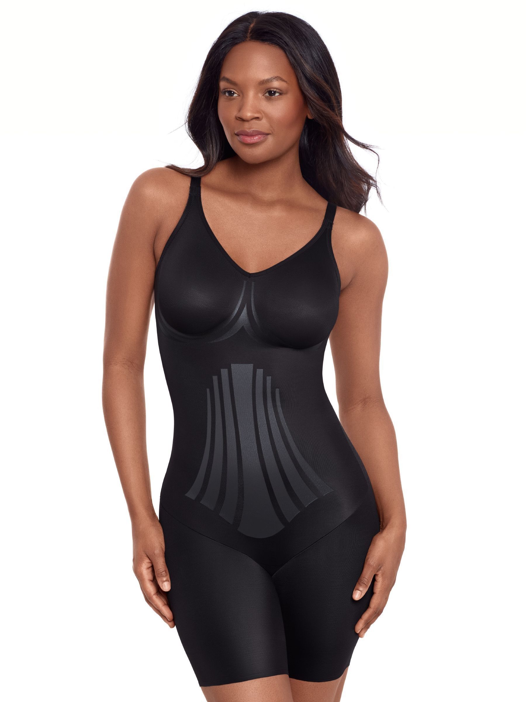 Zwart - Miraclesuit Modern Miracle Extra Firm Control Thigh Slimming Bodysuit with Lycra Fit Sense Technology