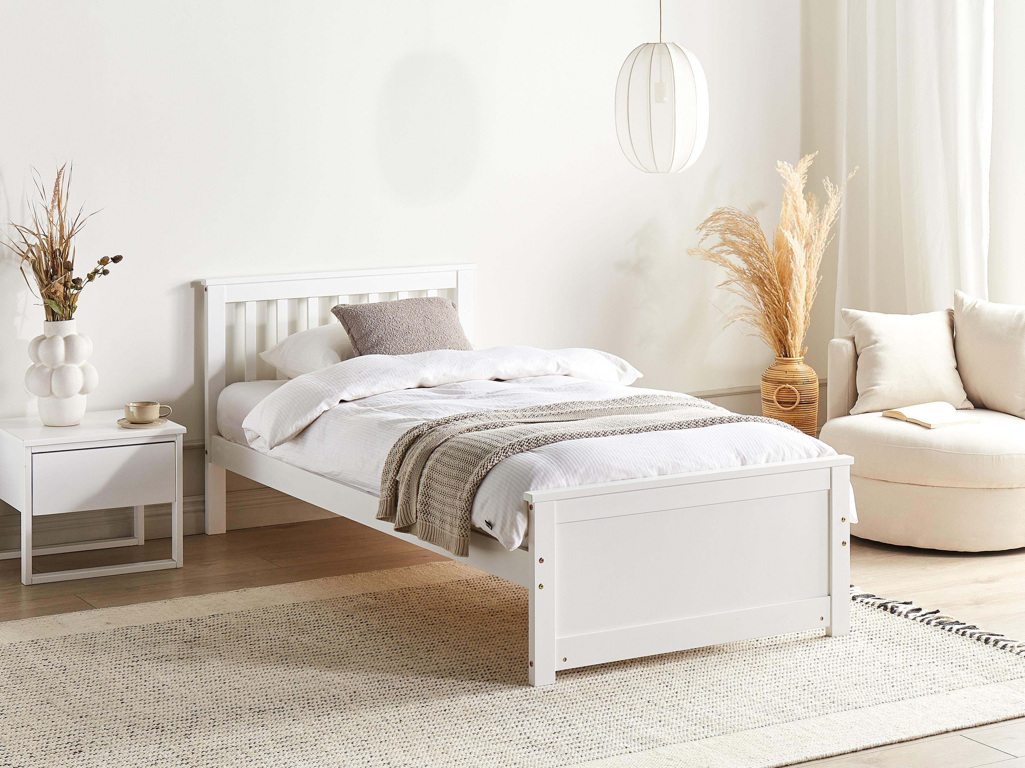 Bed Dennenhout OLENDON 90 x 200 cm Wit