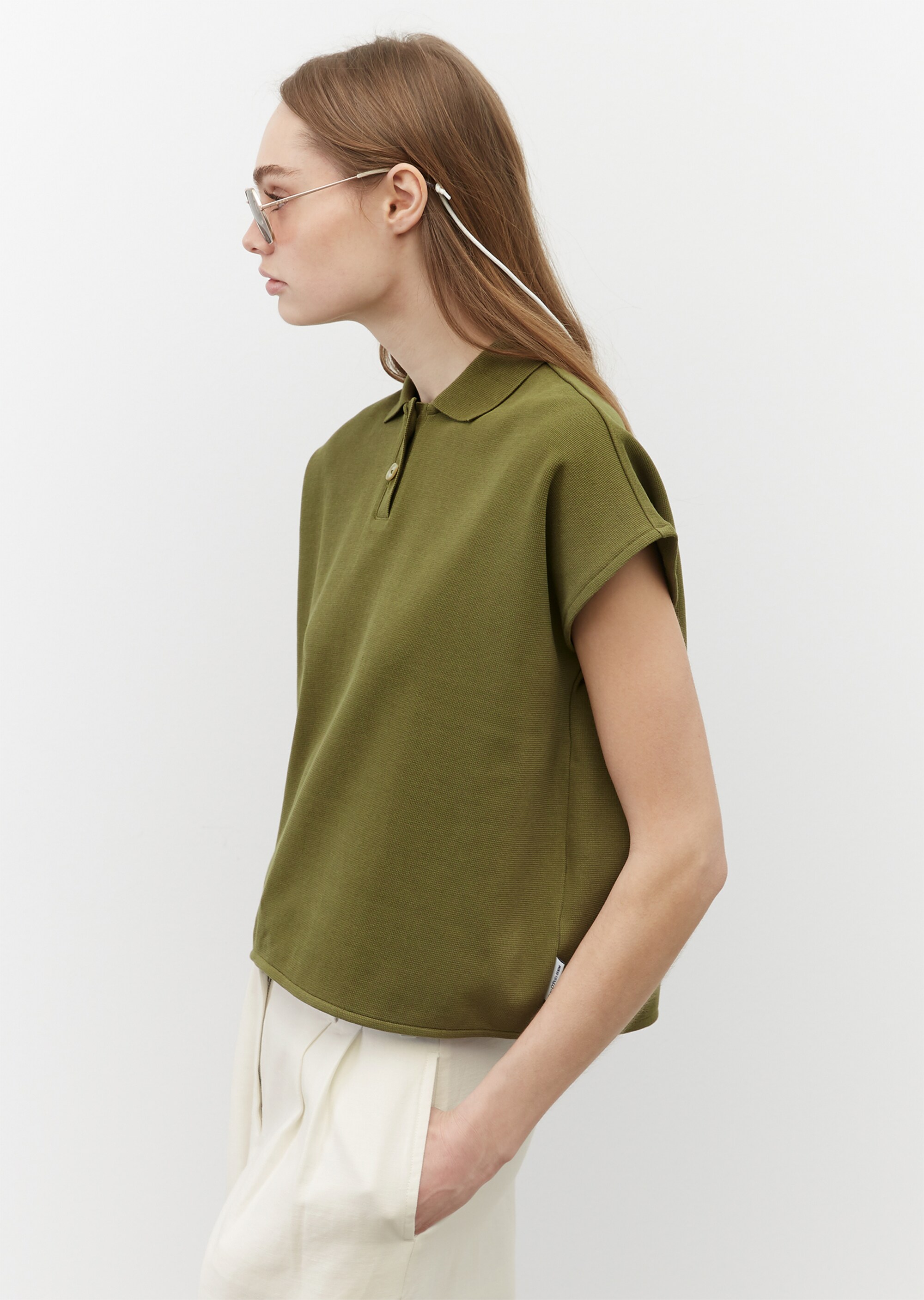 Poloshirt oversizeaus Organic-Cotton-Piqué-Jersey