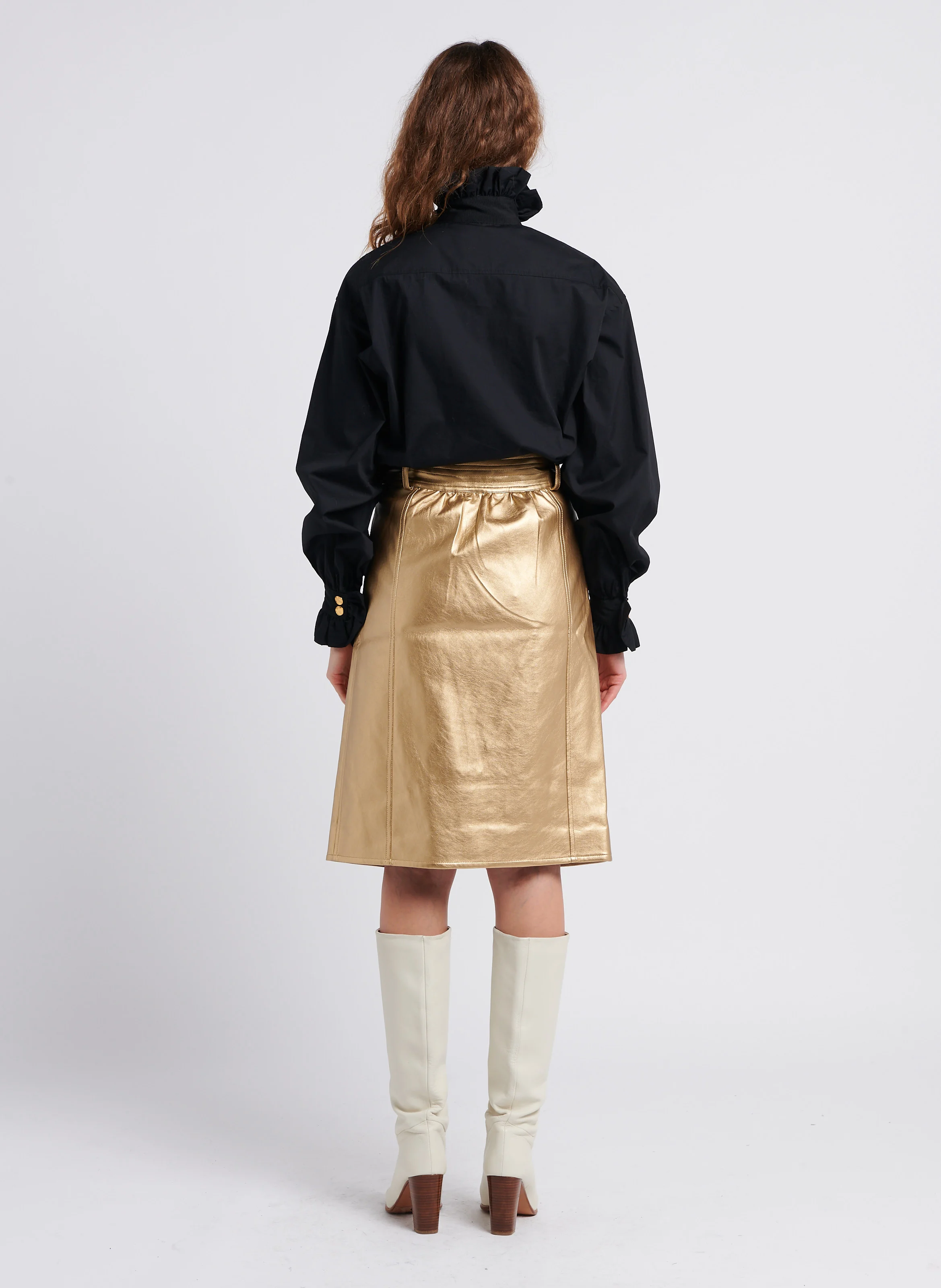 PIXIE - Jupe portefeuille taille haute | Doré