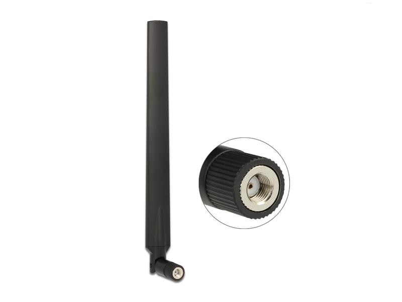 Delock WLAN-Antenne 802.11 ac/a/h/b/g/n RP-SMA 7 dBi Rundst Delock WLAN 802.11 ac/a/h/b/g/n Antenne RP-SMA Stecker 5 - 7 dBi omnidirektional mit Kippgelenk schwarz