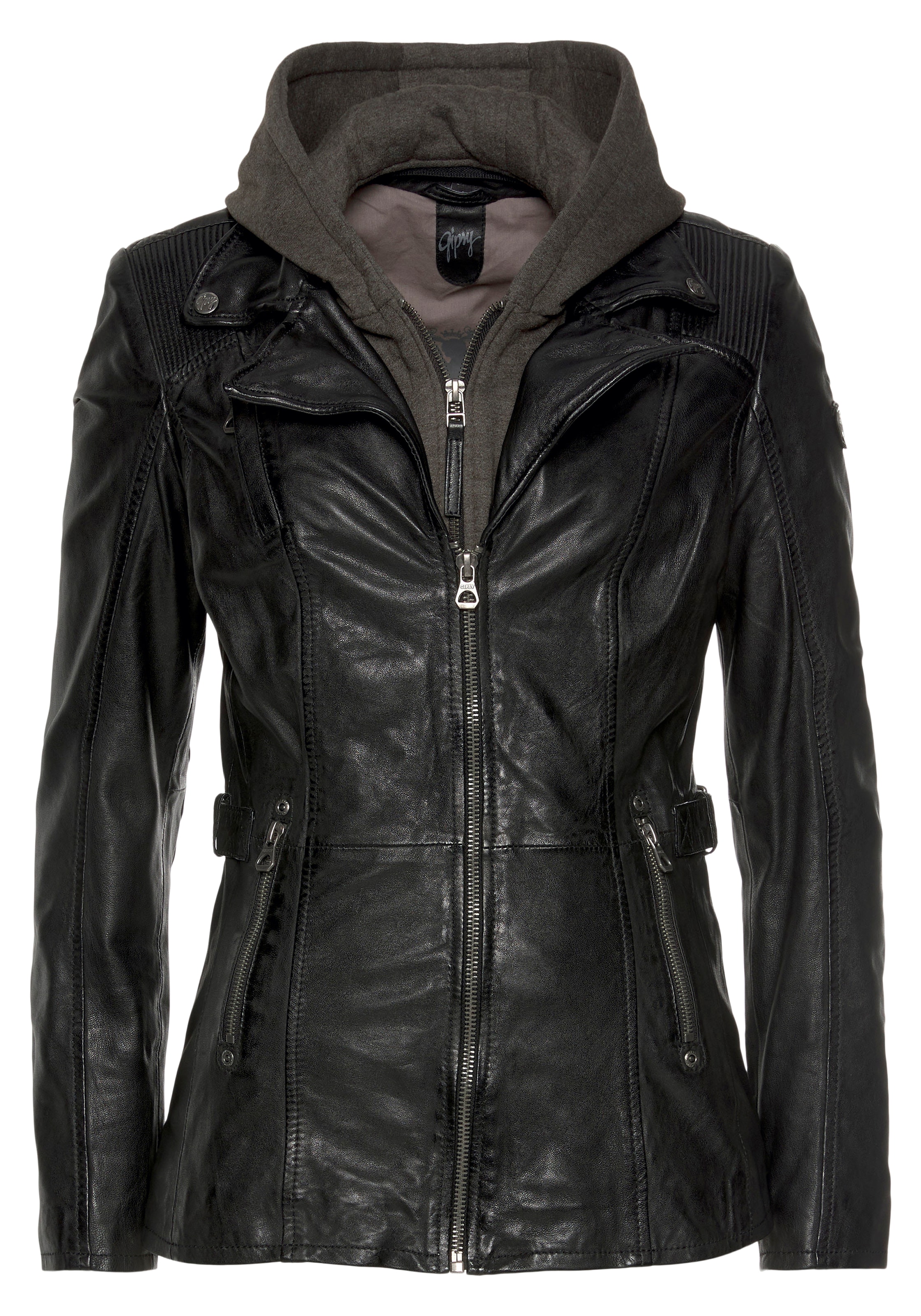 Mauritius Lederjacke »Adelyn« mit Kapuze 2-in-1-Lederjacke