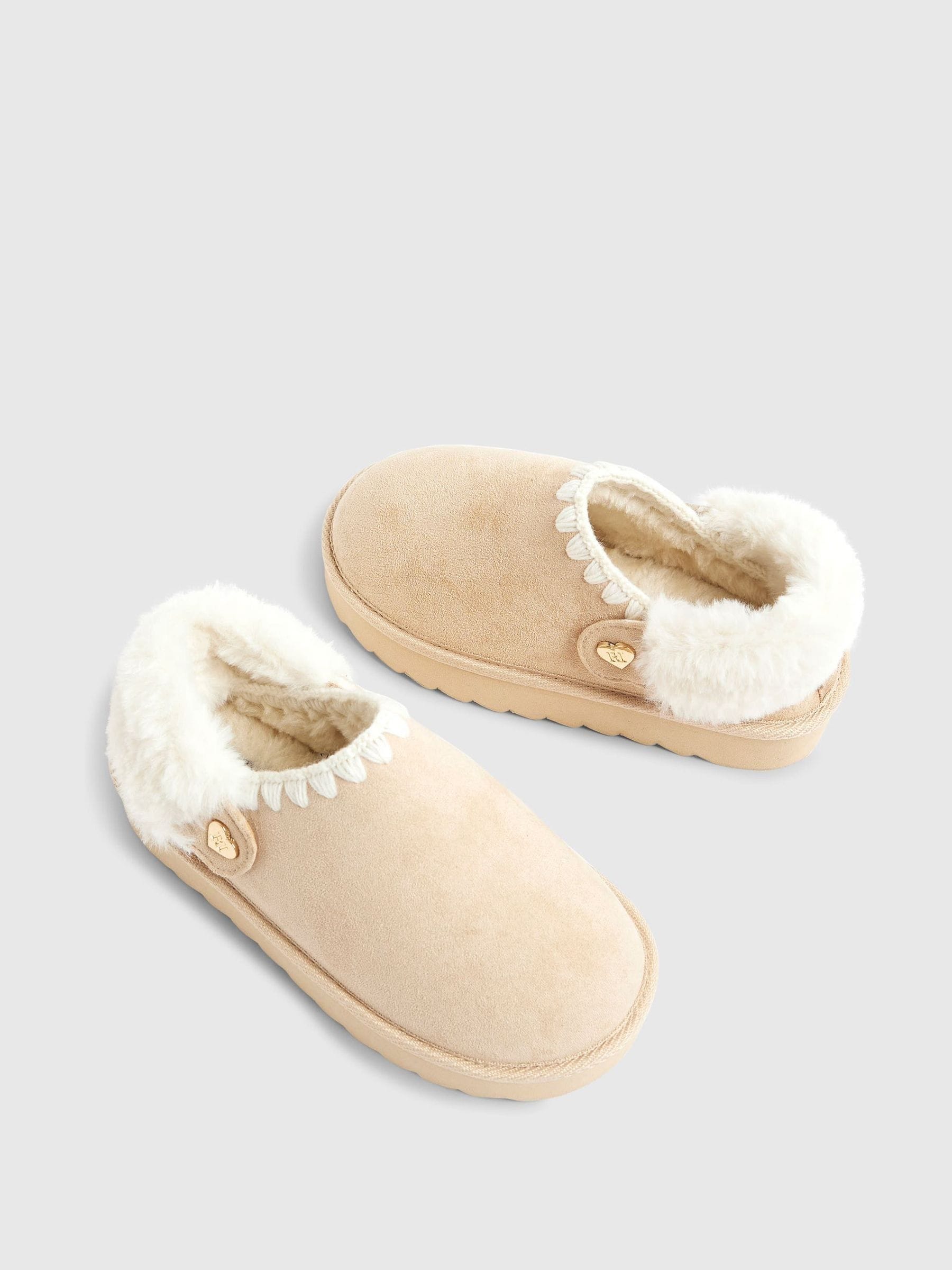 River Island Fur Strap Whipstch Slippers