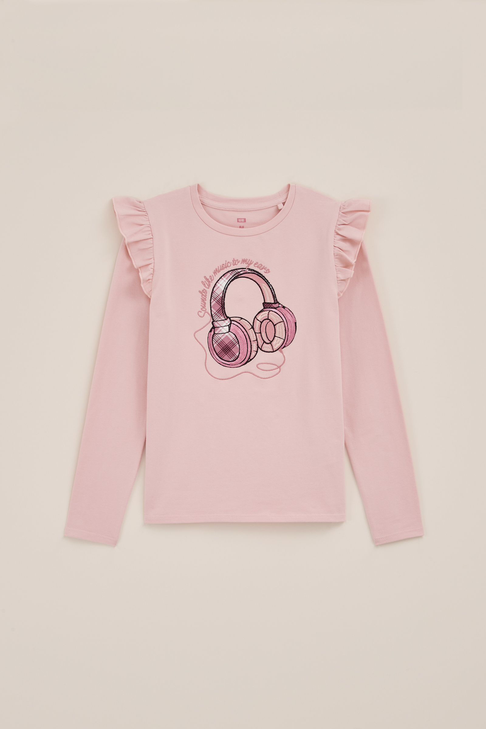 Meisjes T-shirt met embroidery WE Fashion Lichtroze