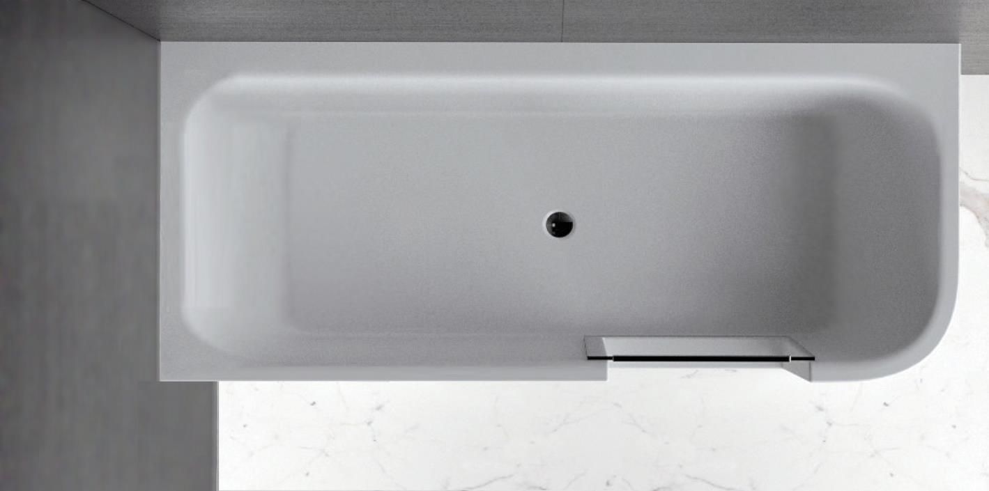 Xenz GO! inloop douchebad acryl 180x80x60cm links wit glans met ronde overloop