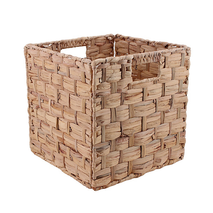 Panier de rangement pliable cube en jacinthe d'eau Norasia motif épais