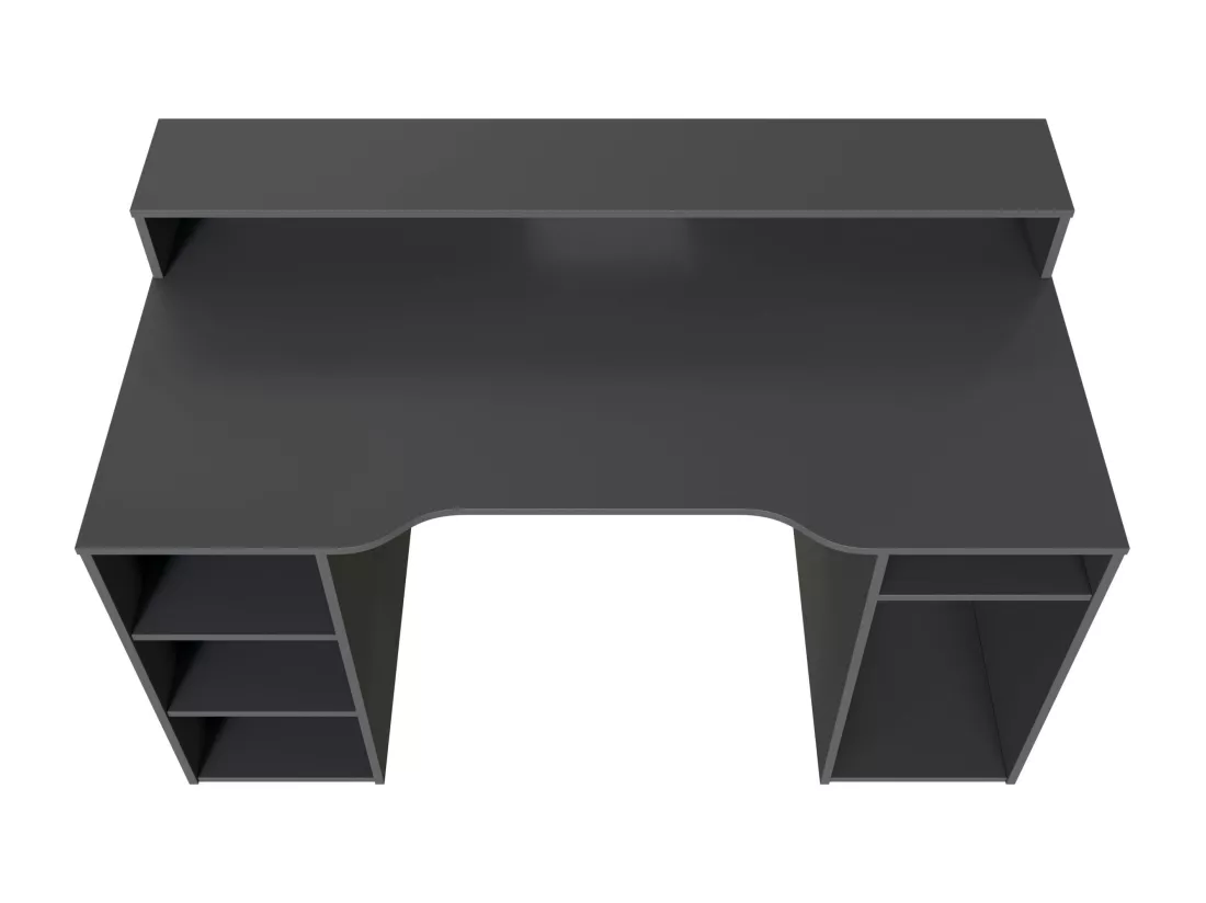 Table de bureau gamer OZONE - Noir - 136 x 67 x 88 cm - Avec étagere supérieure pour écran