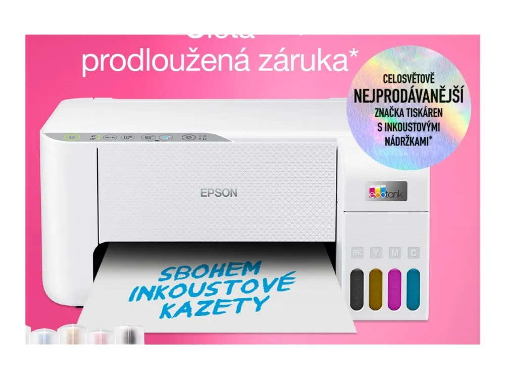 Epson EcoTank L3276 - Multifunktionsprinter - farve - blækprinter - ITS - A4/Legal (medie) - op til 10 spm (udskriver) - 100 ark - USB, Wi-Fi - hvid