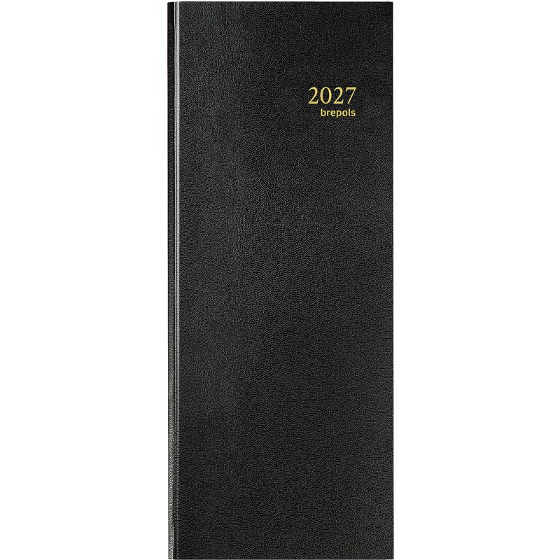 Agenda journalier Brepols Euros / Centimes Banquier Long 2 - année 2027 - 14,3 x 33 cm noir