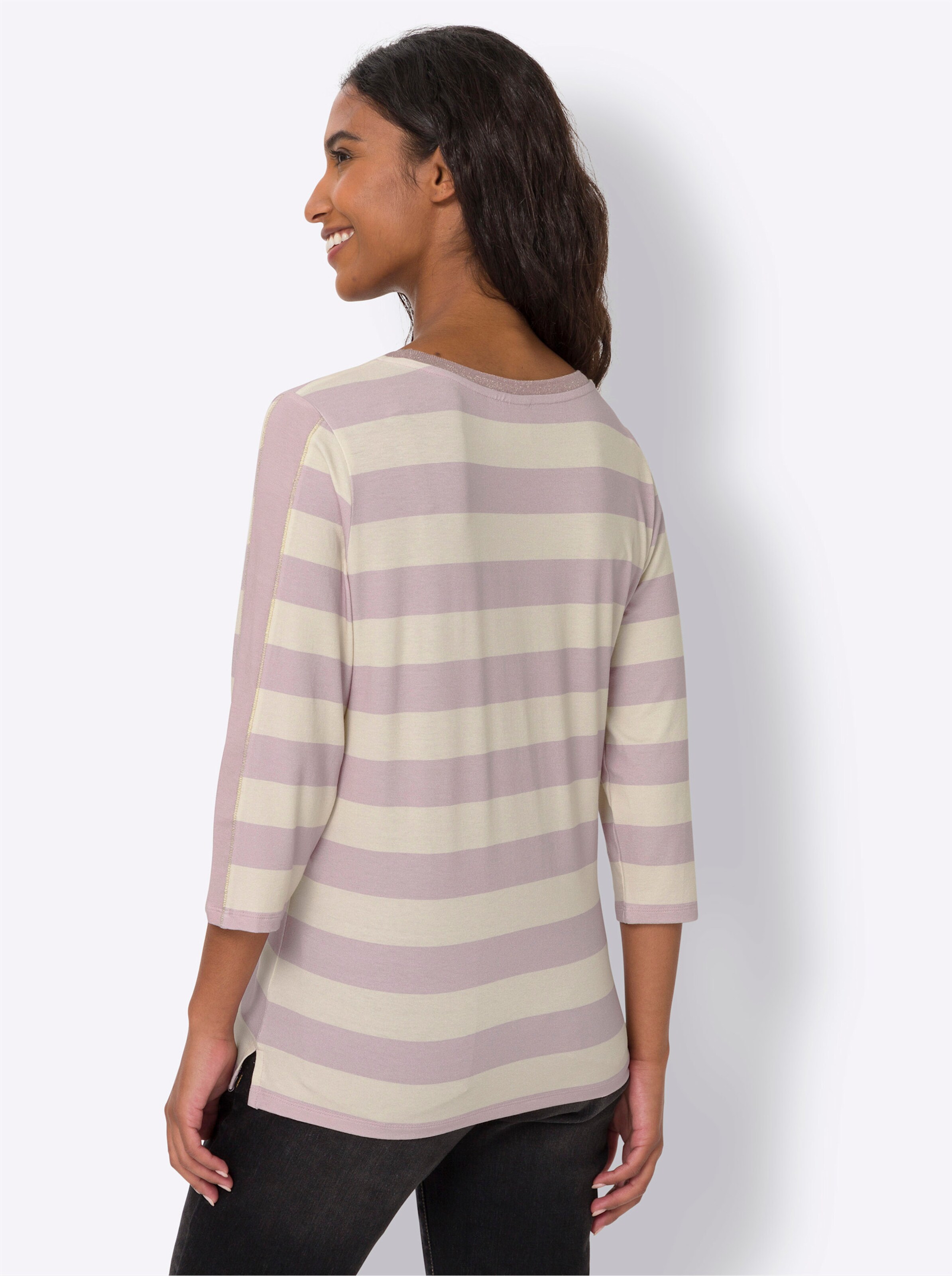 heine Druck-Shirt in rosé-elfenbein-geringelt