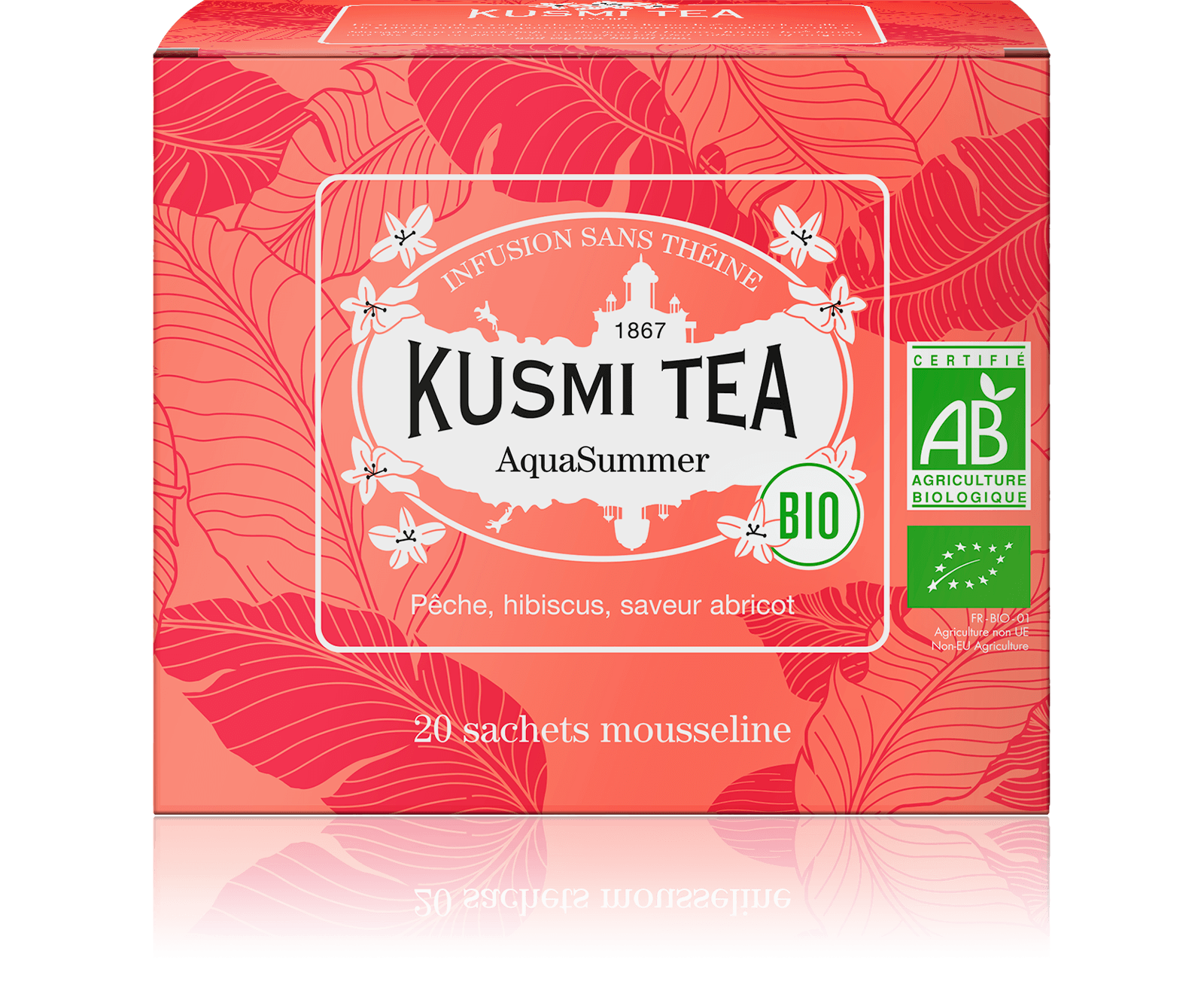 AquaSummer-Infusion hibiscus, pêche, abricot 20 sachets