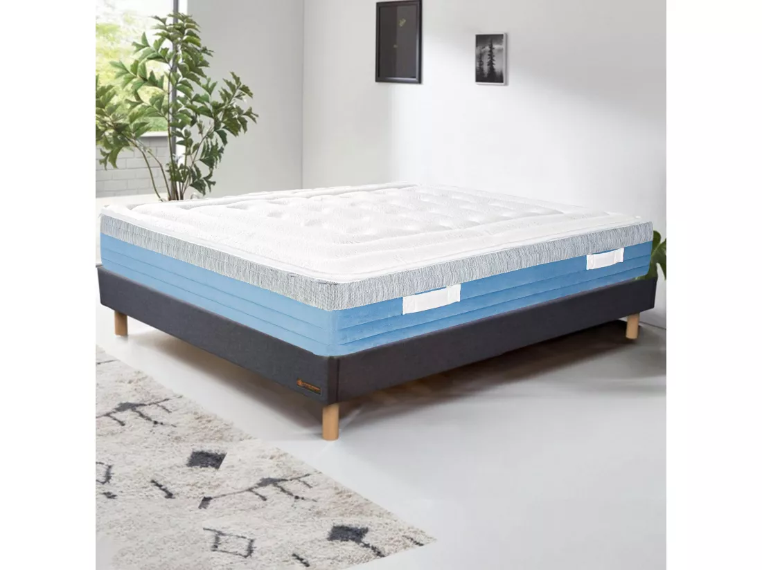 Matelas SENA 90x190 cm à ressorts ensachés, mousse mémoire de forme, indépendance du couchage, épaisseur 27cm