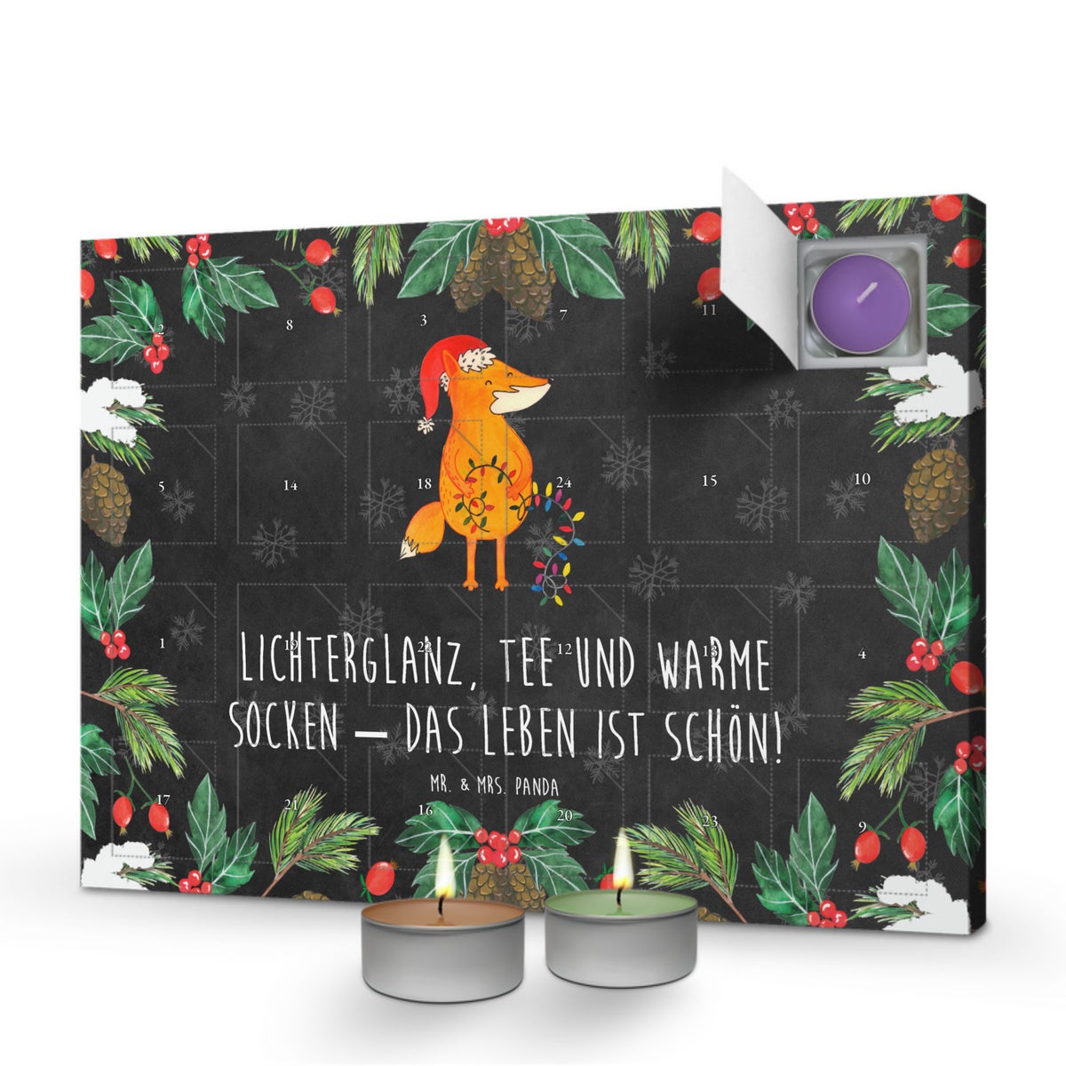 Mr. & Mrs. Panda Geurkaars Adventskalender Vos Kerstmis - Zwart