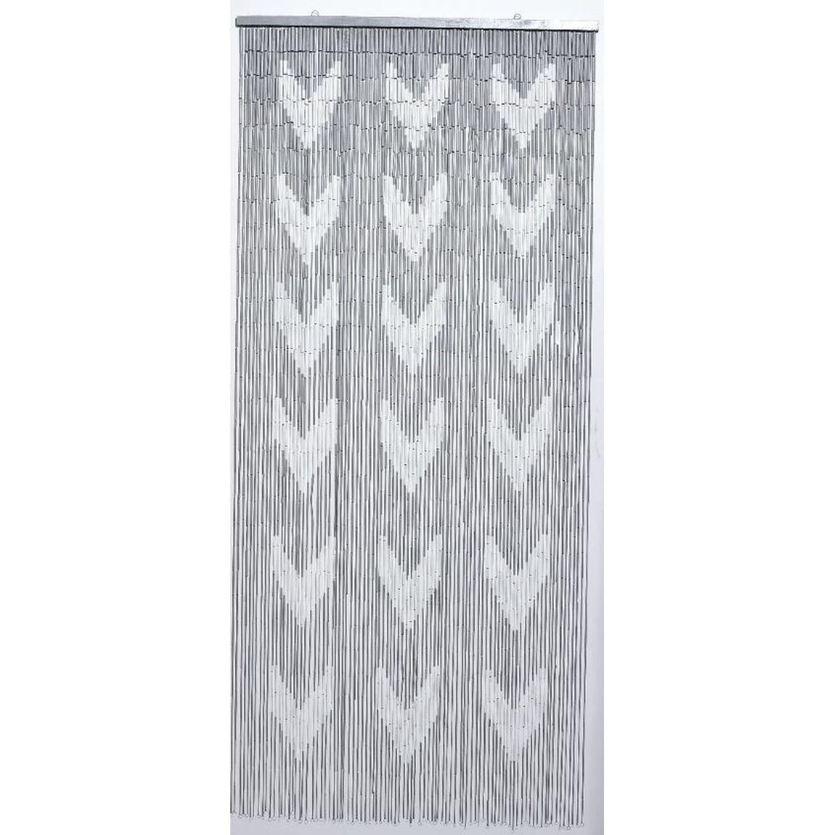 RIDEAU PORTE STICK BAMBOU IMPRIME CHEVRON 90X200CM GRIS