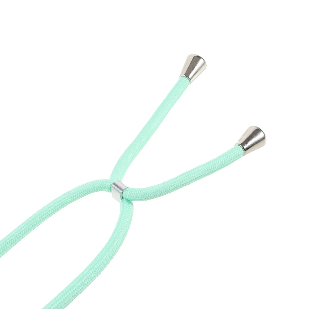 iPhone 13 Pro Necklace Gummi Case Hülle   Handykette (150cm) - Türkis / Silber