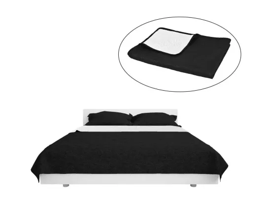 Couvre-lit à double face matelassé 220x240 Noir et blanc