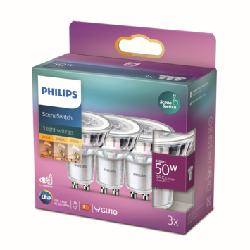 Philips LED spot GU10 50W 3 stuks sceneswitch