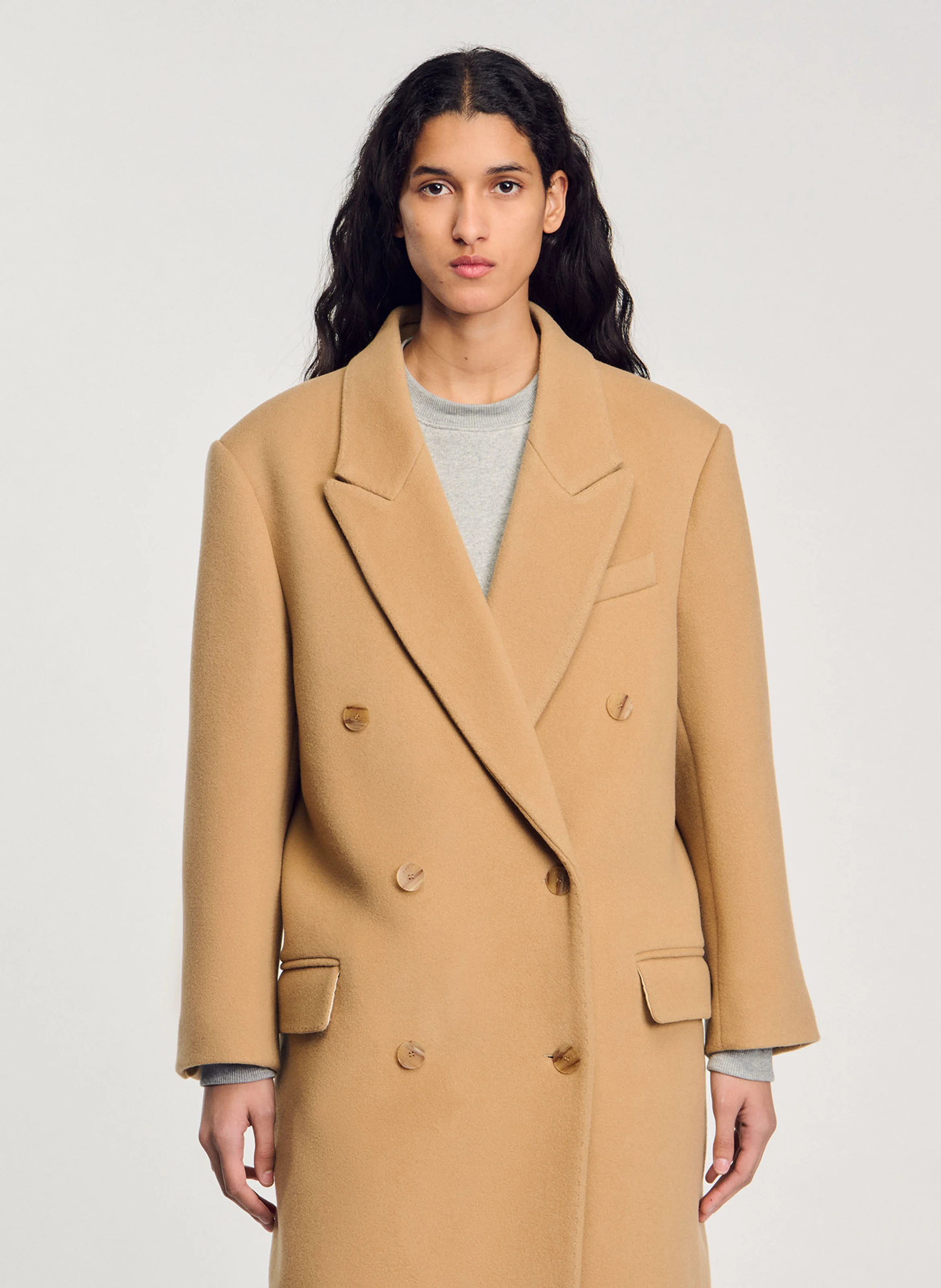 Manteau long en laine mélangée | Marron