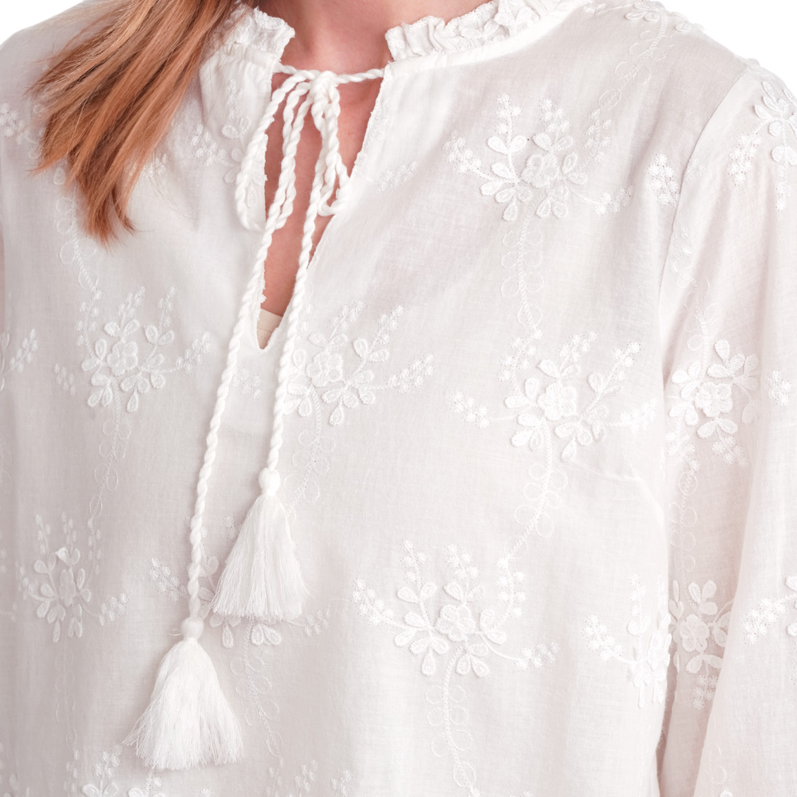 Damen Bluse mit Cut-Out weiss