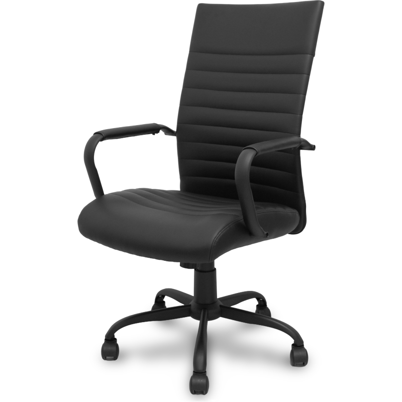 Chaise Opti527 Mécanisme d'inclinaison - Simili cuir Noir - Piètement en métal noir - Accoudoirs fixes - Sans appui-tête - Roulettes en nylon 50 mm