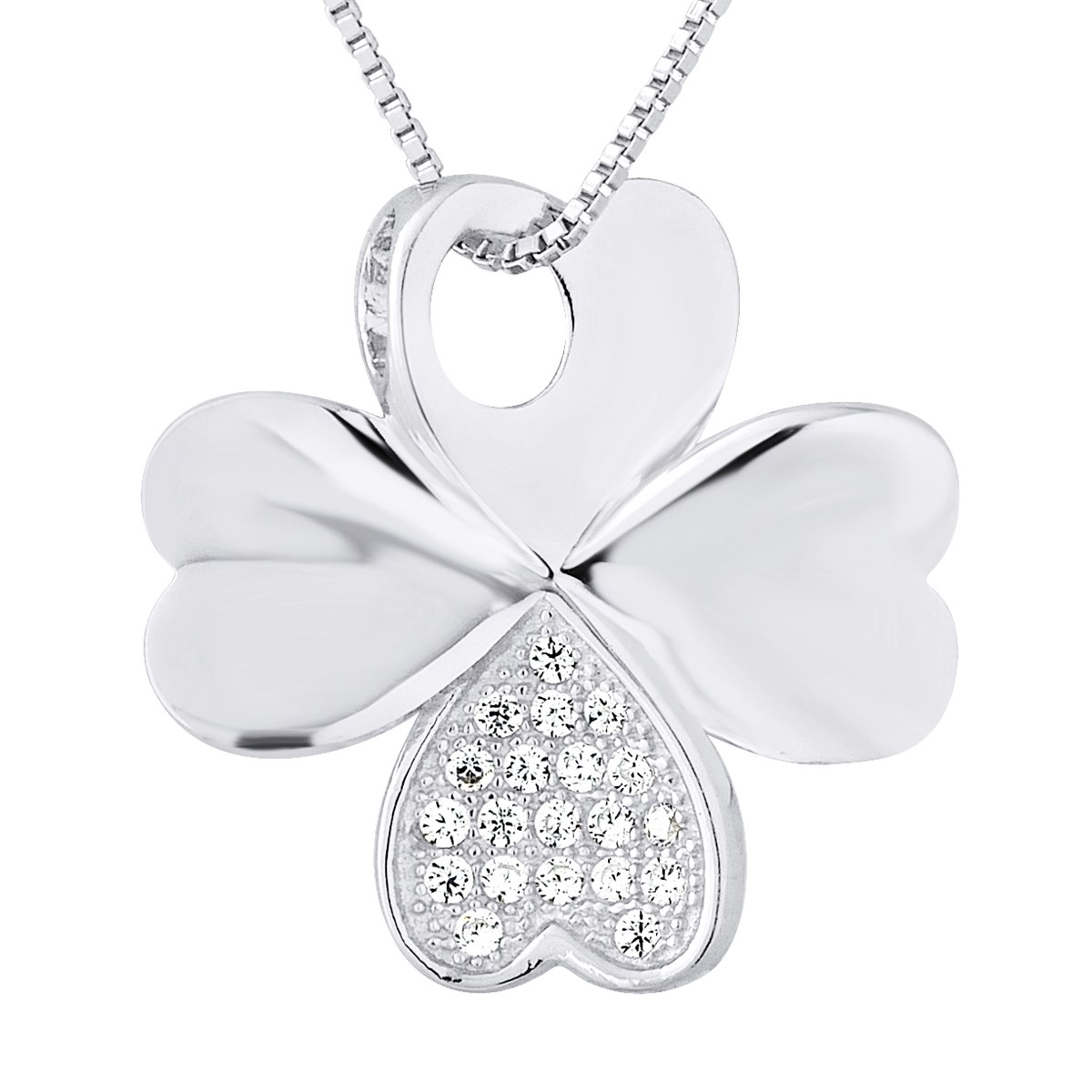 Pendentif TREFLE - Oxyde de zirconium - Argent 925
