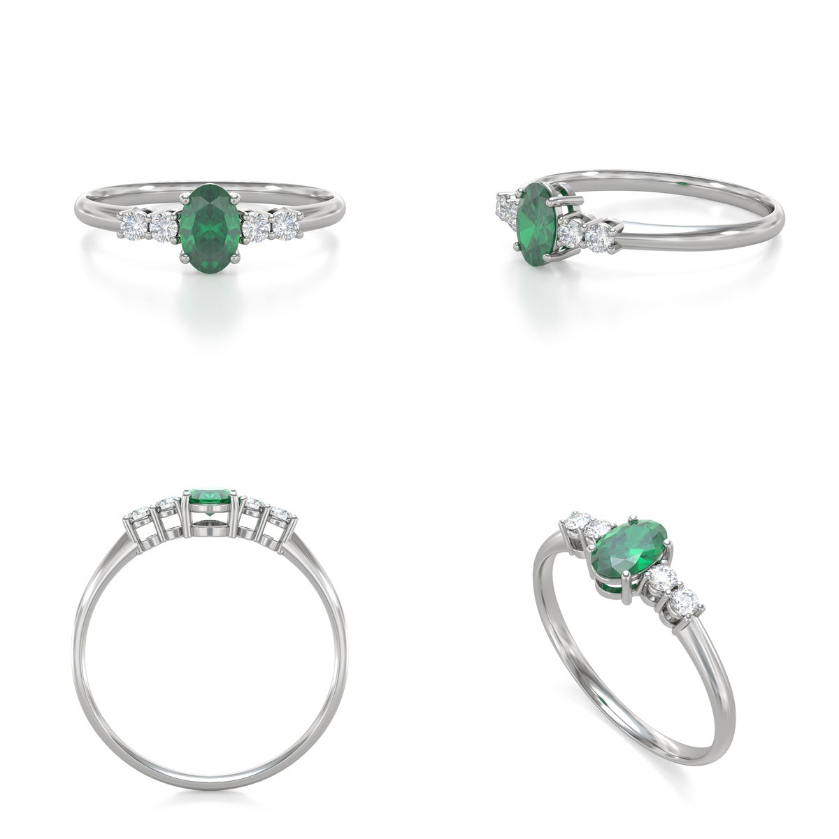 Bague ADEN Emeraude et diamants sur Argent 925 1.6grs