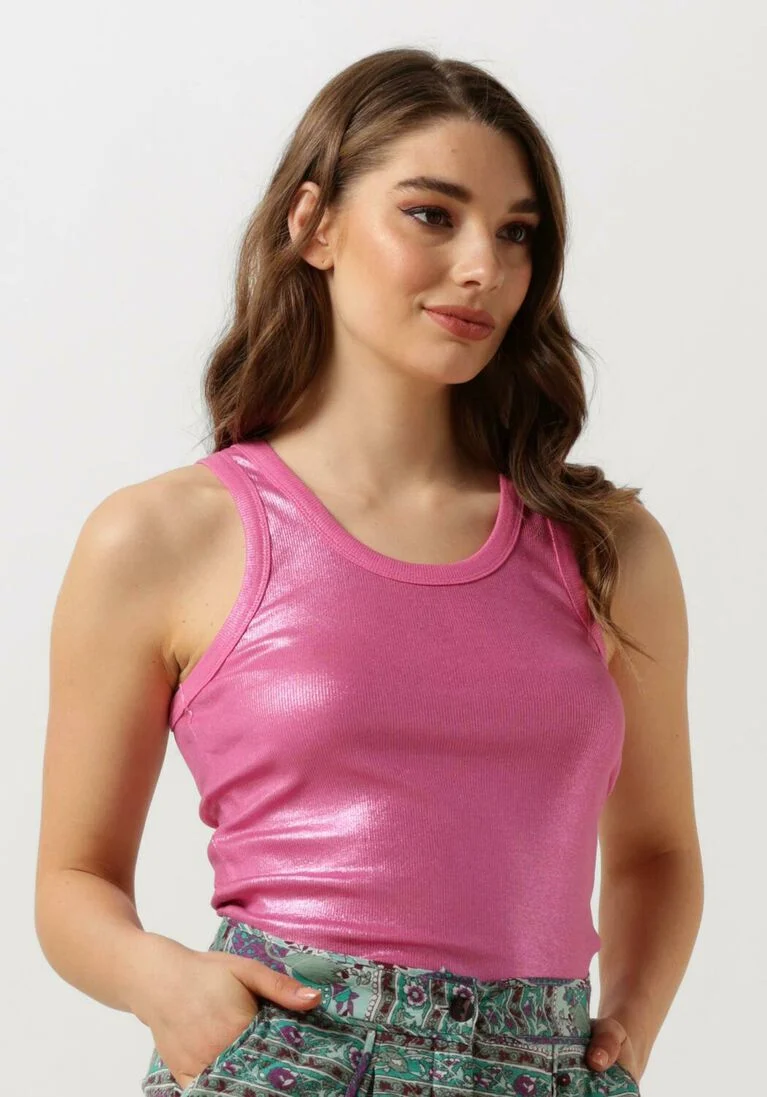 SUMMUM roze summum top rib tanktop cotton rib