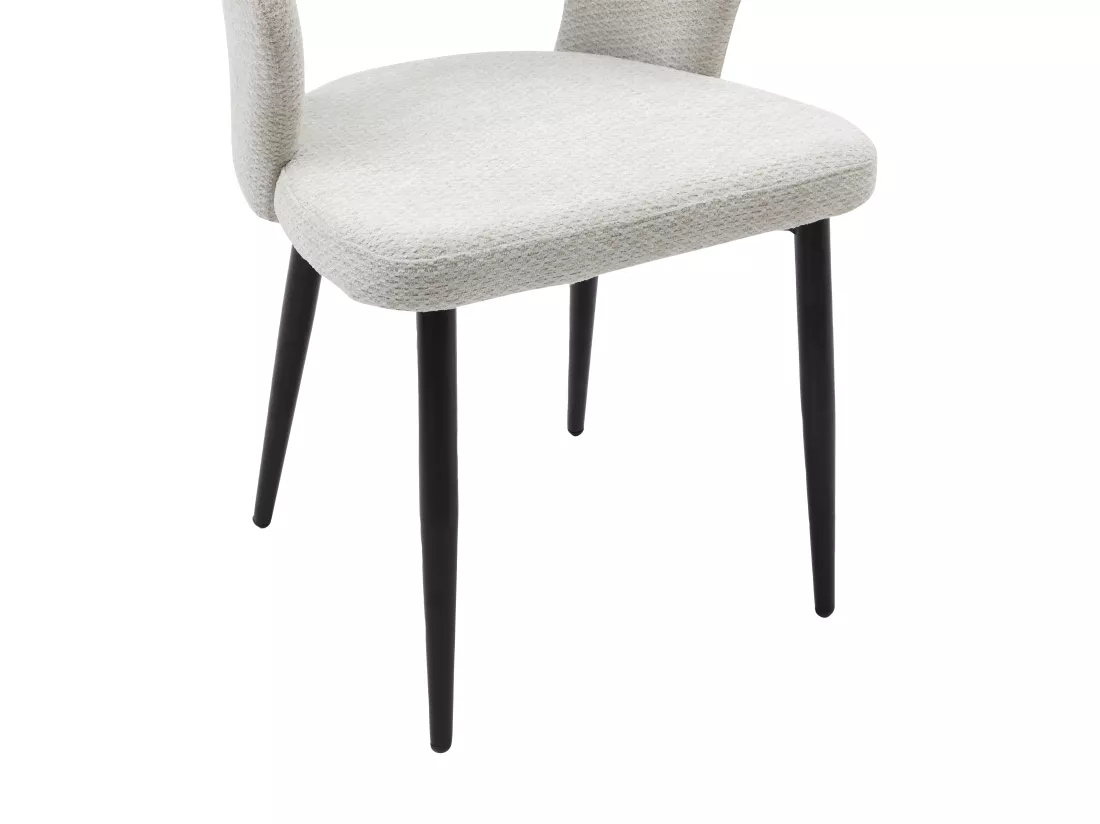 Lot de 2 chaises en tissu et métal noir - Gris - NIYAMA
