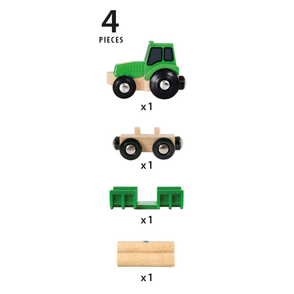 BRIO Spiel Traktor mit Holz-Anhänger