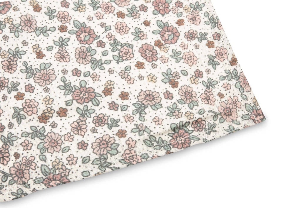 hydrofiele doek large 115x115cm Retro Flowers - set van 2 Oatmeal