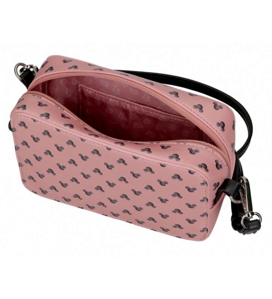Bolsa de ombro pequena rosa do Mickey Blogueiro da Disney - 19,5 x 11,5 x 7,5 cm -