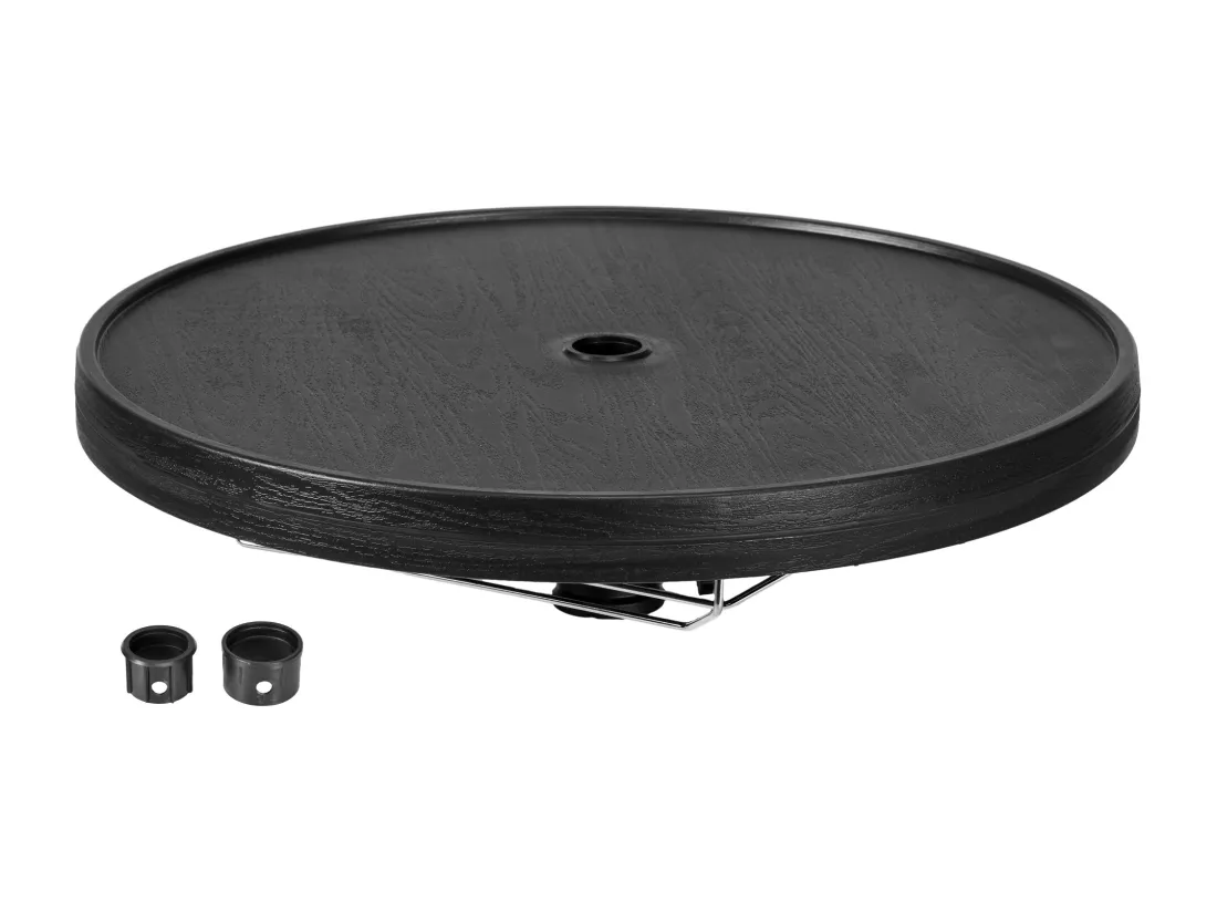 Table basse table de parasol Ø 60 cm compatible parasol mât 3,8 cm HDPE aspect bois noir