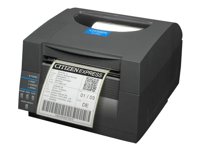 Citizen CL-S521II - Etiketprinter - direkte termisk - Rulle (11,8 cm) - 203 dpi - op til 150 mm/sek. - USB, seriel - sort