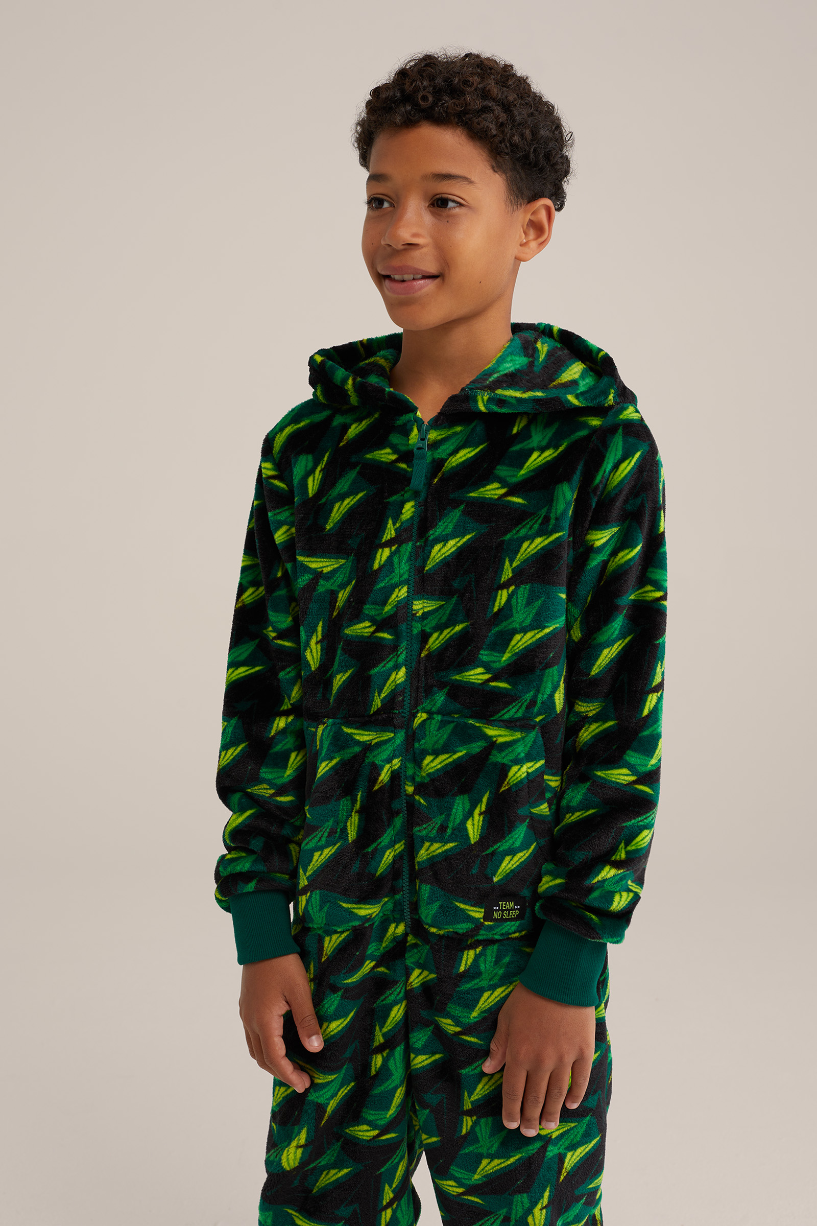 Jongens onesie met dessin WE Fashion Donkergroen