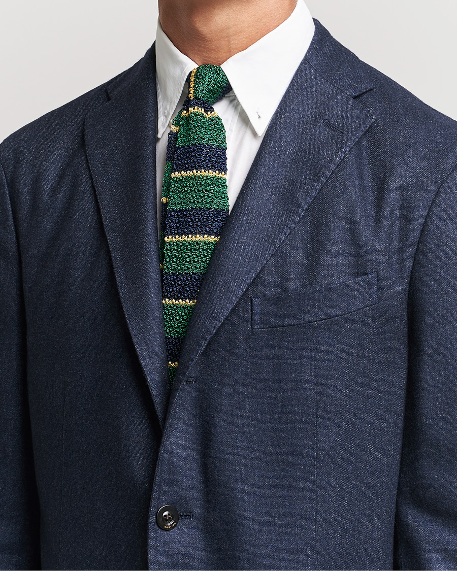 Polo Ralph Lauren Knitted Striped Tie Green/Navy/Gold
