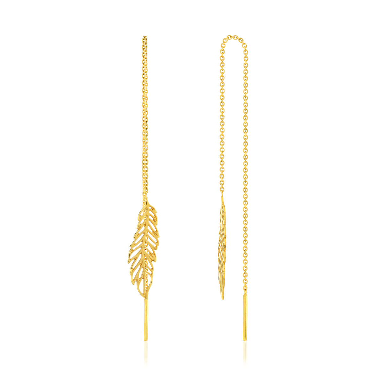 Boucles d'oreilles or 375 jaune motif feuille
