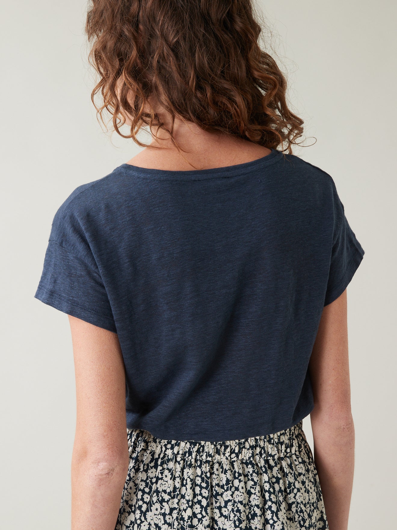 T-shirt lin femme col rond