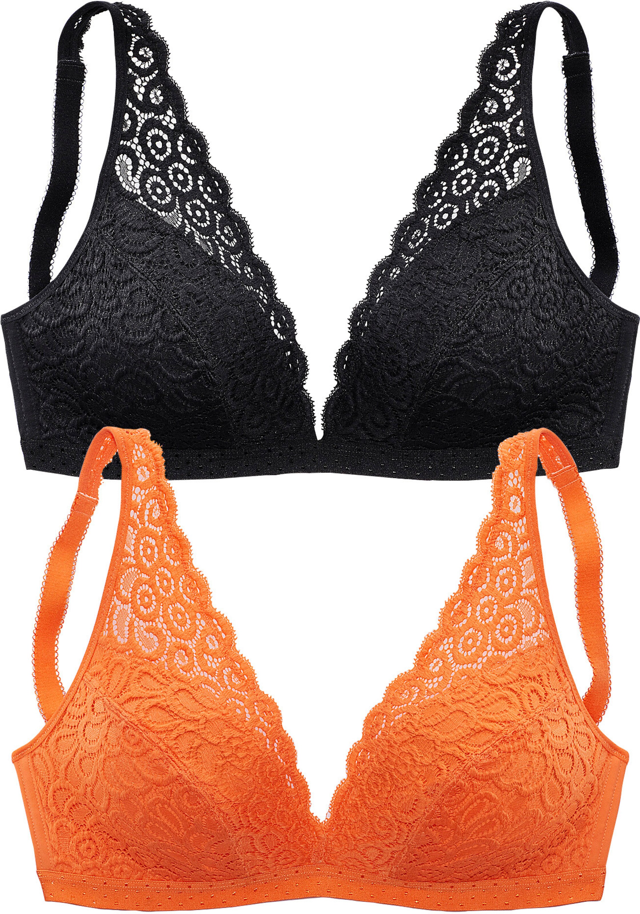 petite fleur Bralette-BH in orange+schwarz
