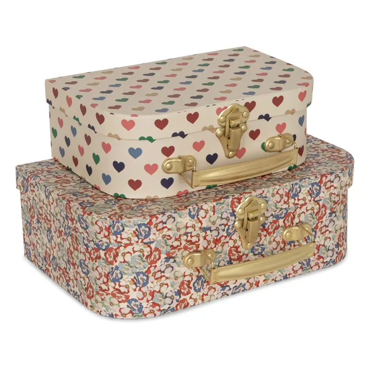 Konges Sløjd Petites valises en carton Coeurs - Set de 2