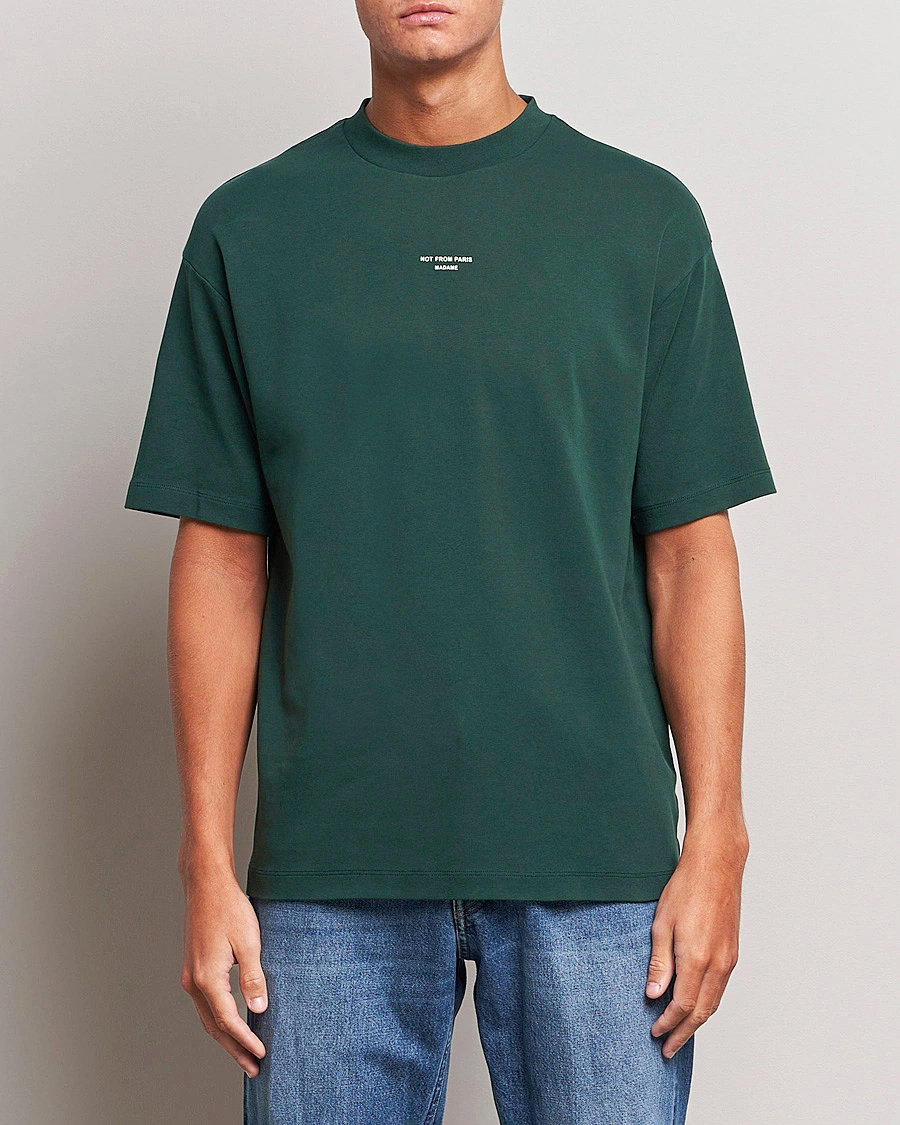 Drôle de Monsieur Classic Slogan T-Shirt Dark Green