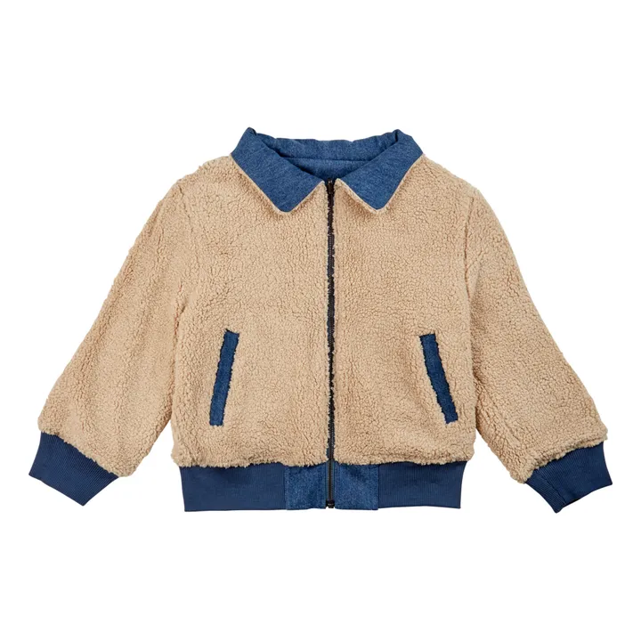 Emile et Ida Blouson Réversible Façon Fourrure Denim | Bleu jean