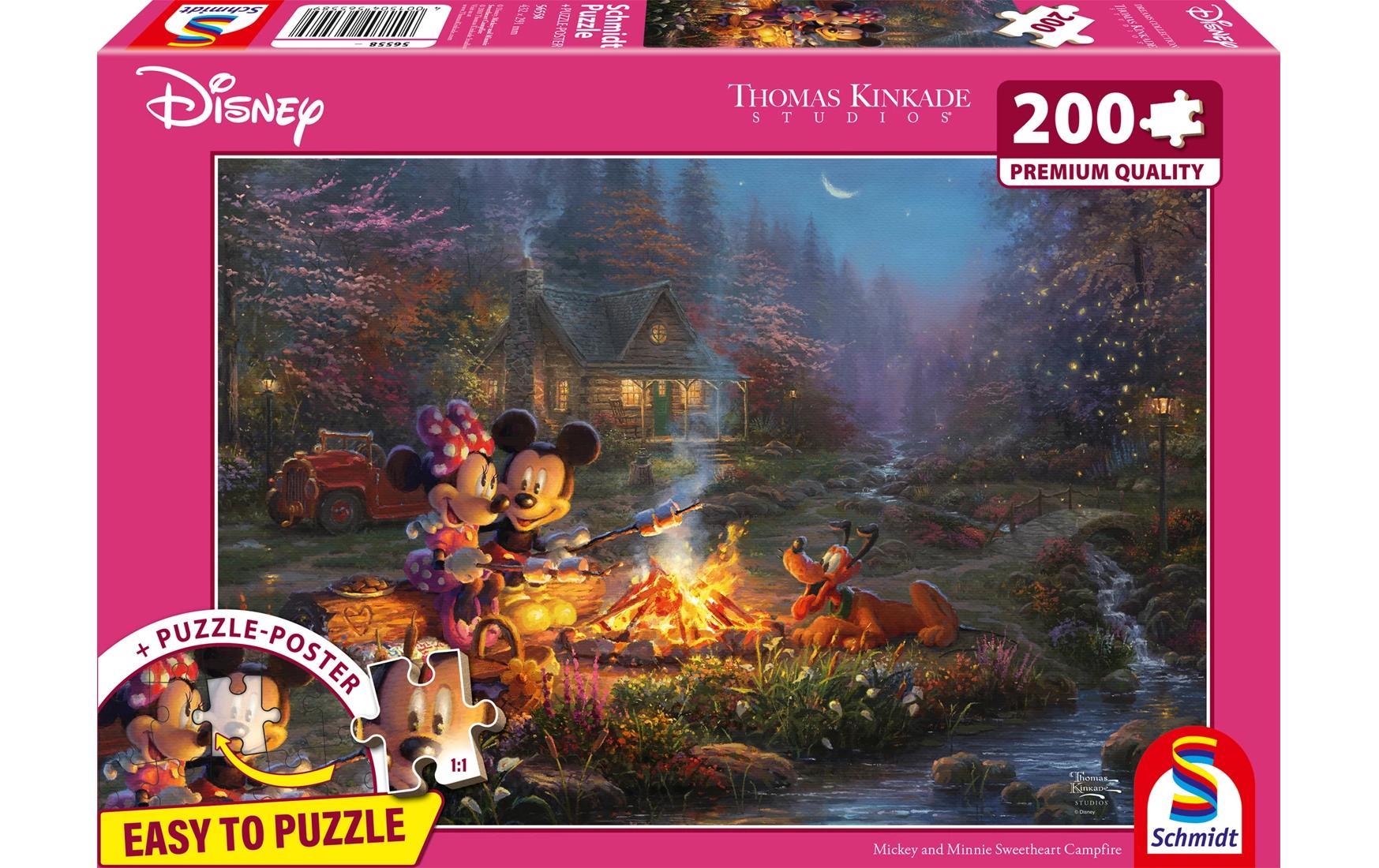 Puzzle Disney Mickey and Minnie Sweatheart CampfireÖkologisches Puzzle mit Stanzlinien