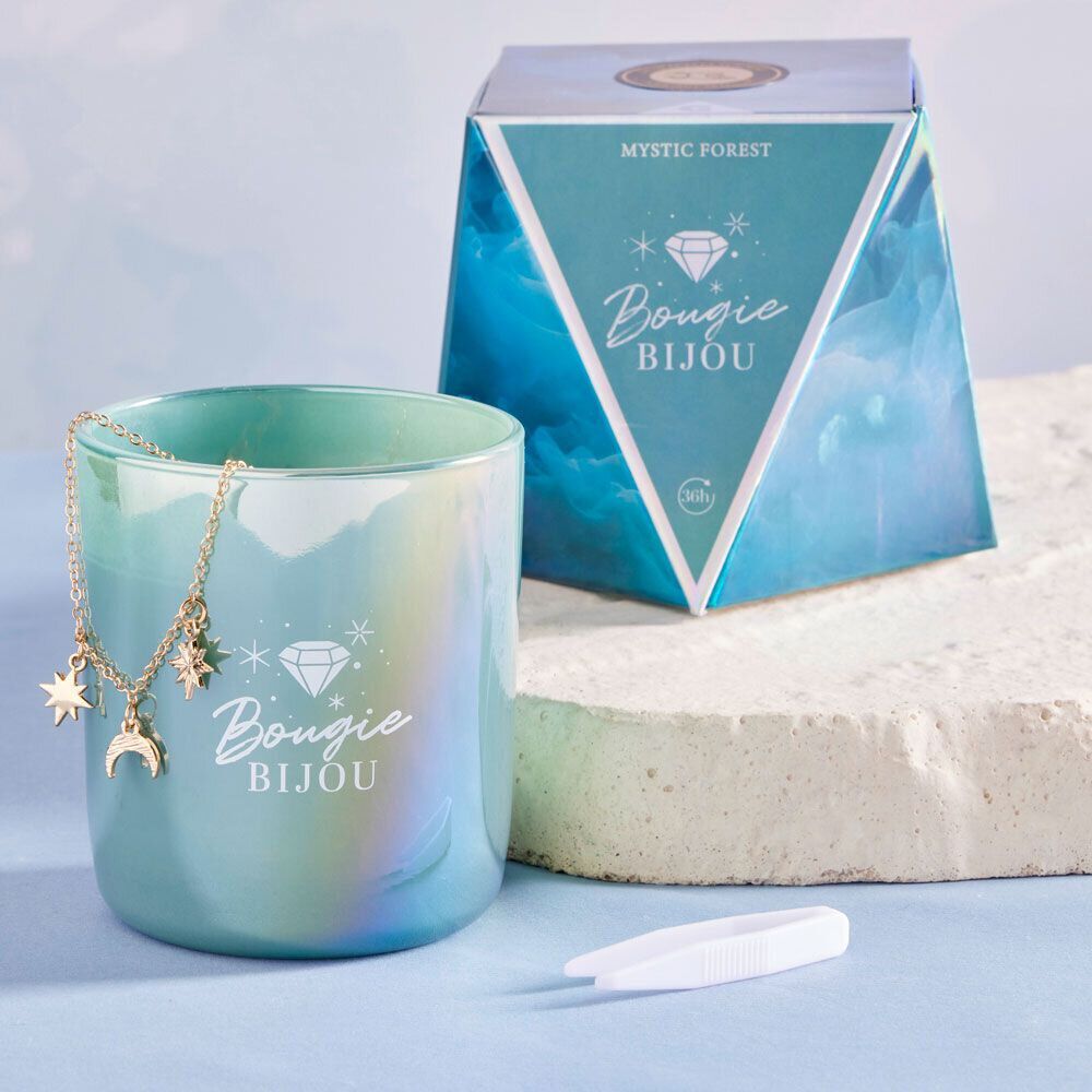 Bougie bijou bracelet argenté senteur pin 36h